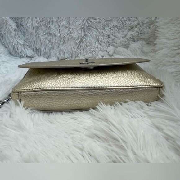 Tory Burch Robinson Metallic Gold Leather Crossbody Removable chain NWOT - Picture 9 of 14